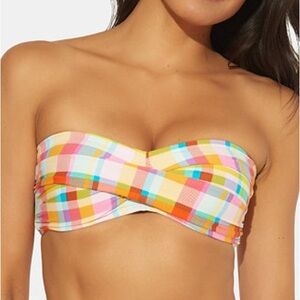 Bleu by Rod Beattie Plaid Bandeau Bikini Top | Size 8